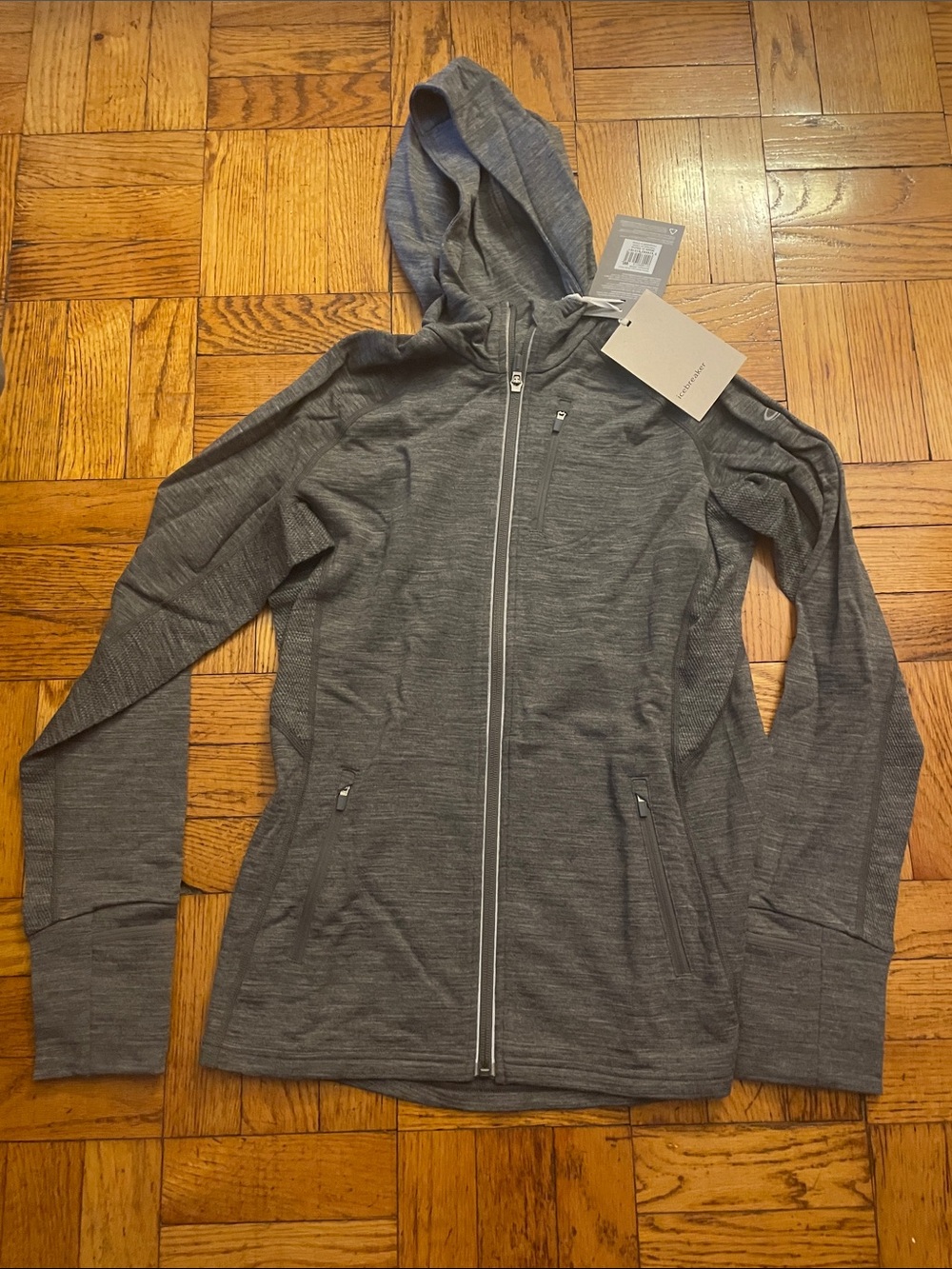 NWT- Icebreaker Quantum grey zip hoodie - size L